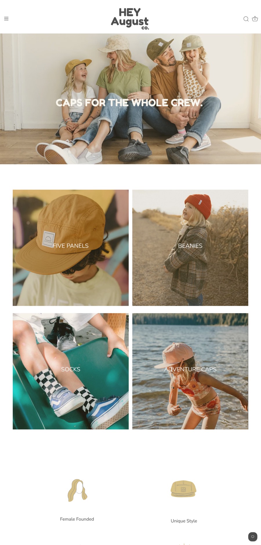 Current heyaugustco.com homepage, full page