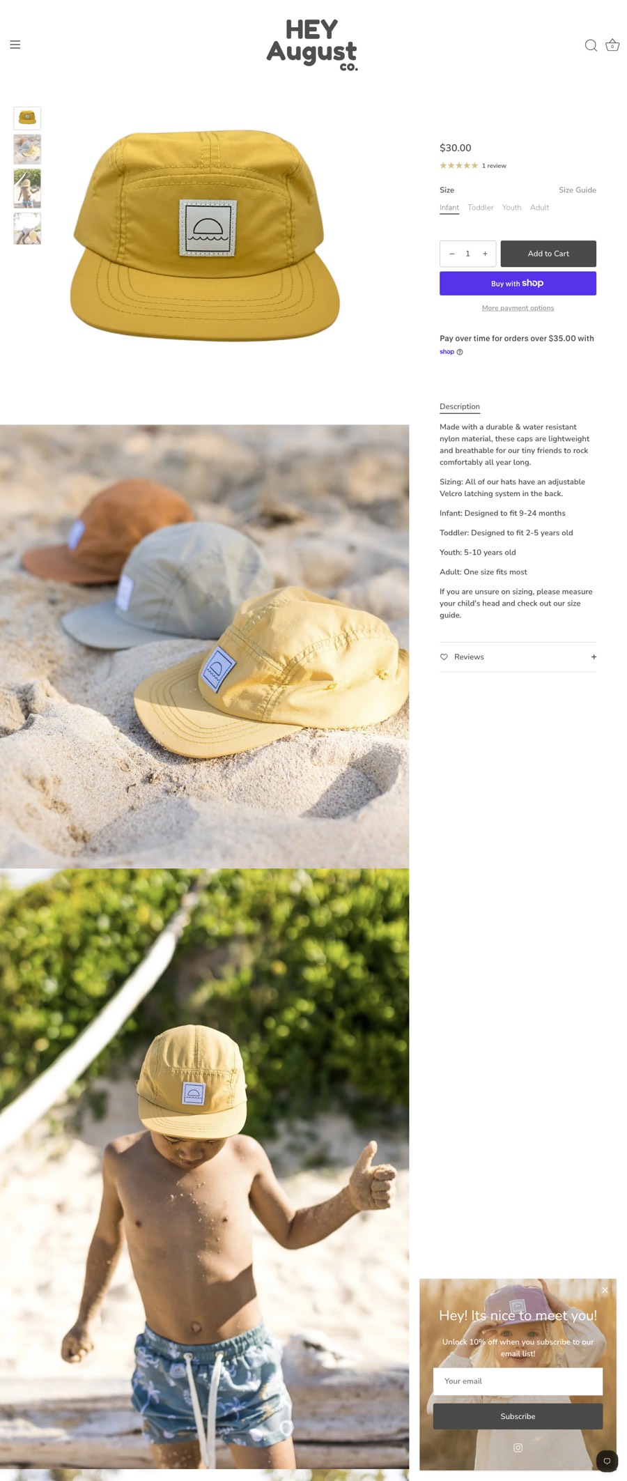Current product page, full page